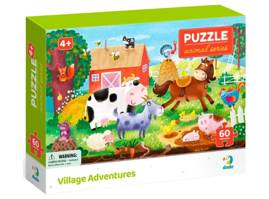 DODO Puzzle Zvieratá: Dobrodružstvo na vidieku 60 dielikov