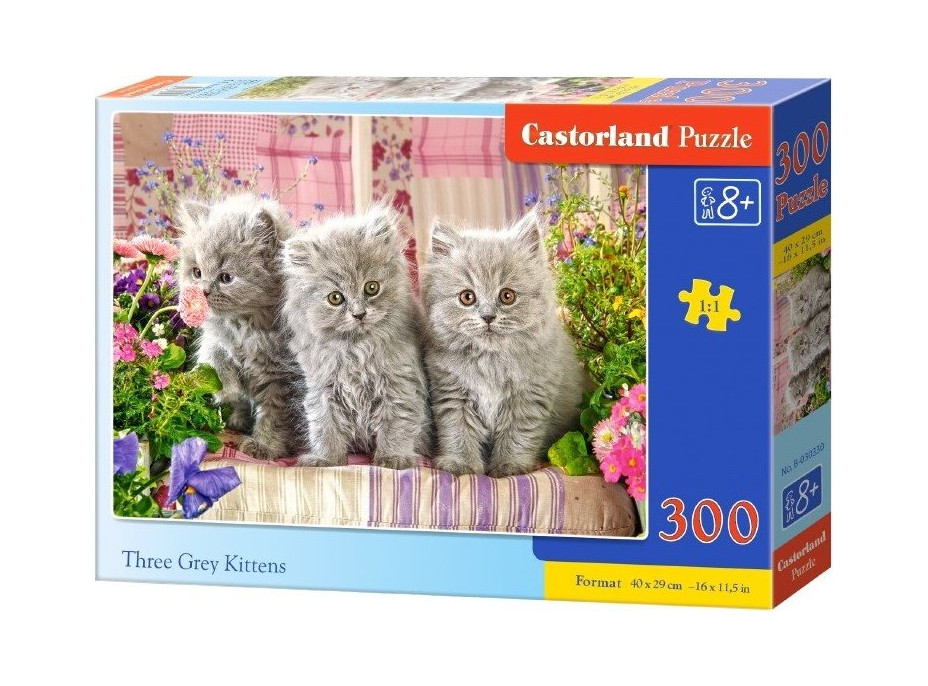 CASTORLAND Puzzle Tri šedé mačiatka 300 dielikov