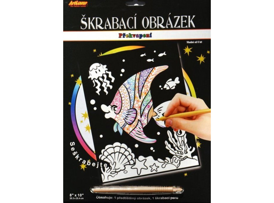 ARTLOVER Škrabací obrázok s prekvapením Veselá rybka 20x25cm