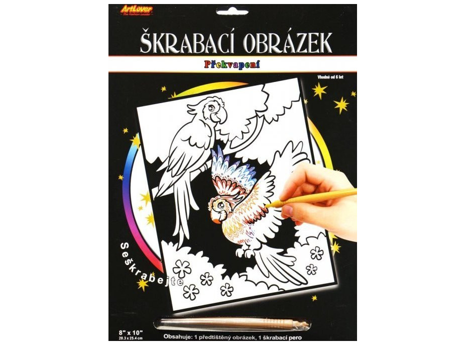 ARTLOVER Škrabací obrázok s prekvapením Dva papagáje 20x25cm