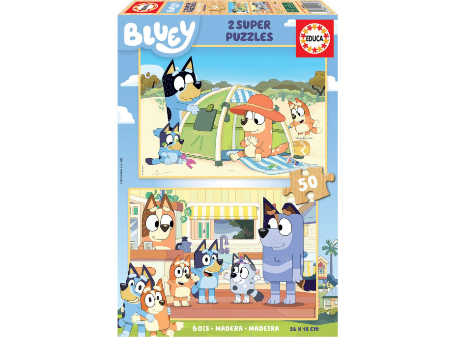 EDUCA Drevené puzzle Bluey 2x50 dielikov