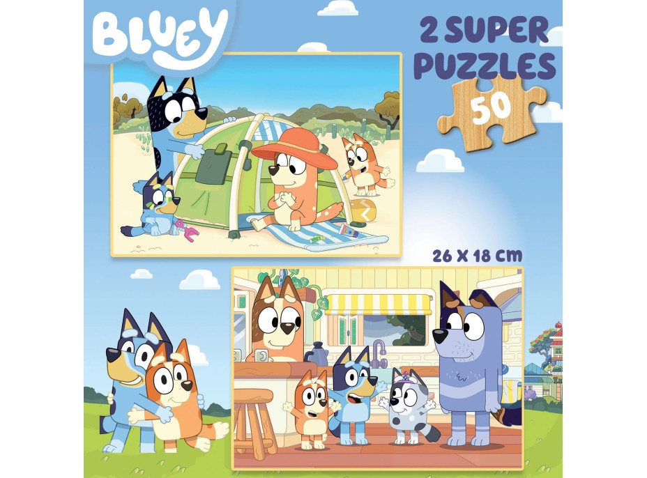 EDUCA Drevené puzzle Bluey 2x50 dielikov