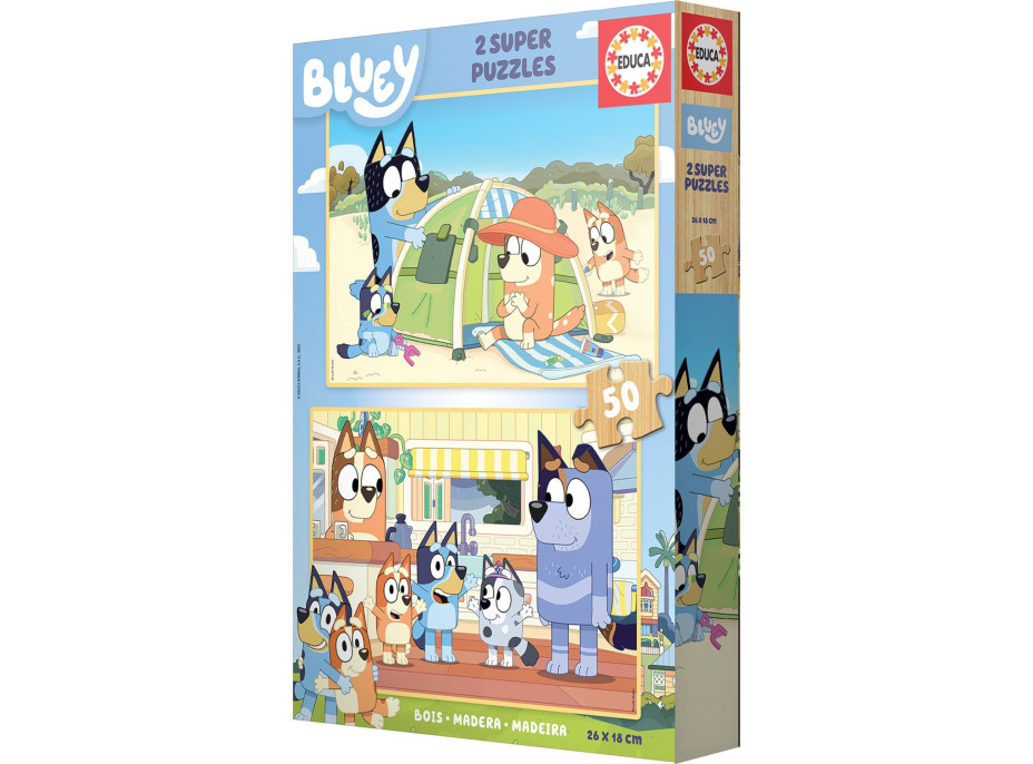 EDUCA Drevené puzzle Bluey 2x50 dielikov