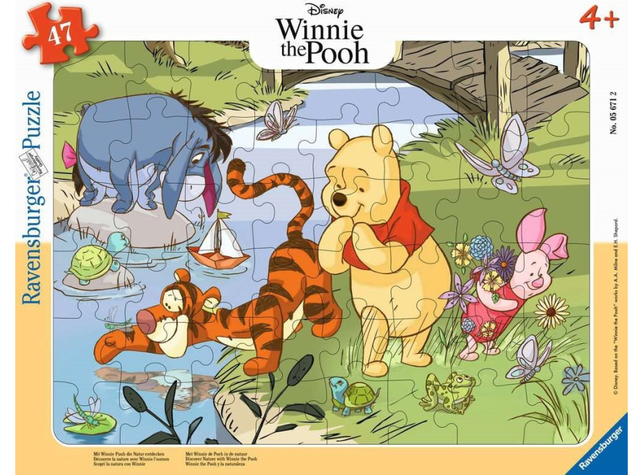 RAVENSBURGER Puzzle Disney: Medvedík Pú objavuje prírodu 47 dielikov