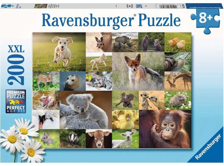 RAVENSBURGER Puzzle Koláž zvieracích mláďat XXL 200 dielikov