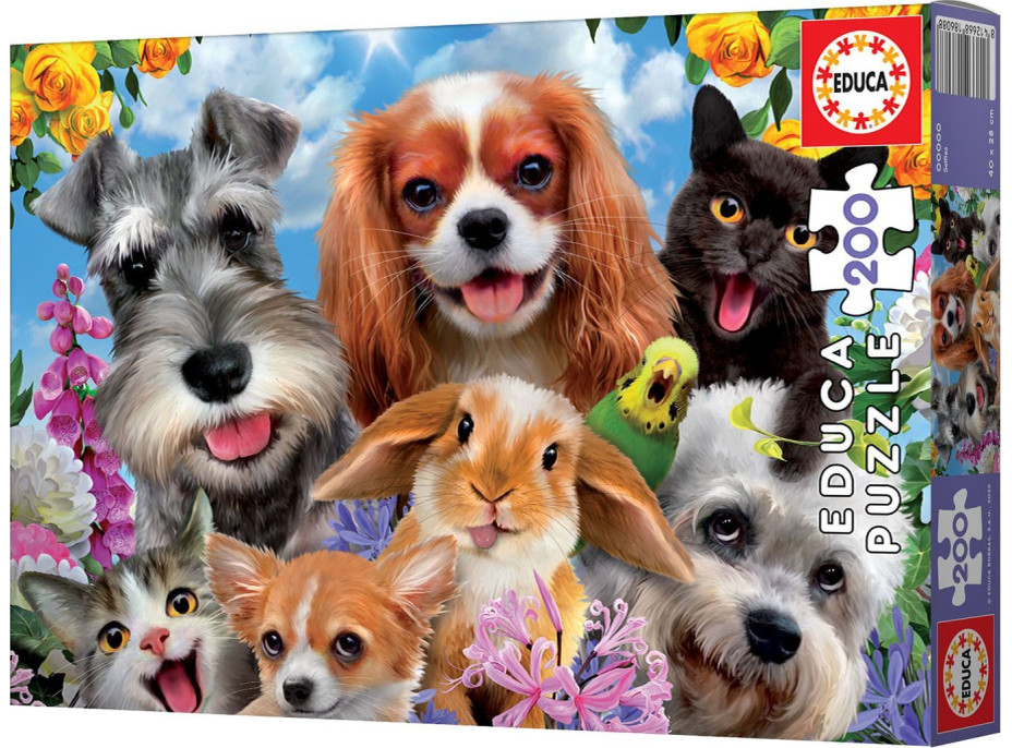 EDUCA Puzzle Selfie Prehliadka domácich maznáčikov 200 dielikov