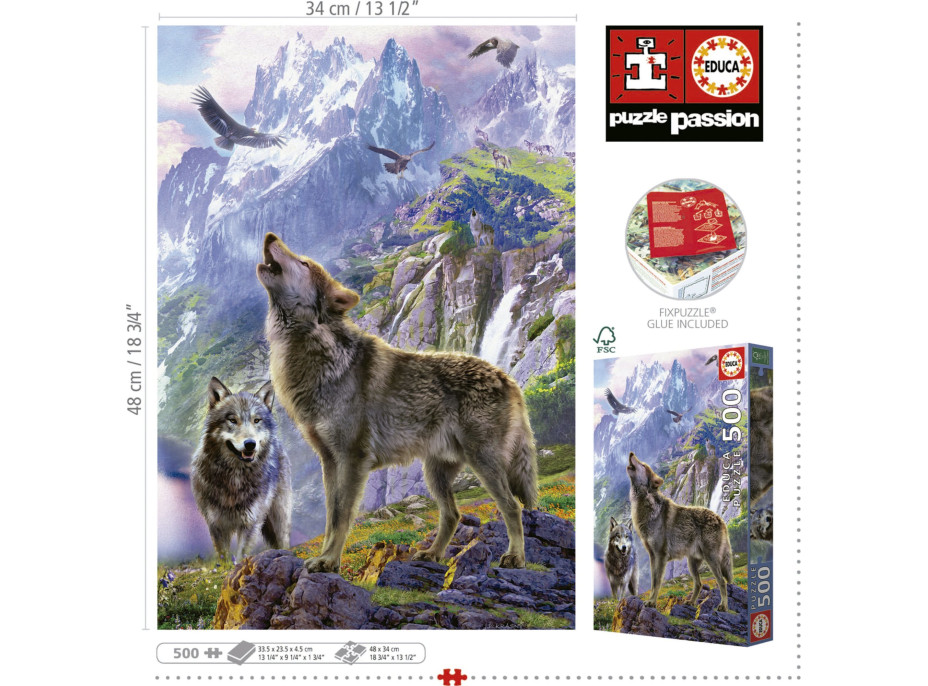 EDUCA Puzzle Vlci v skalách 500 dielikov