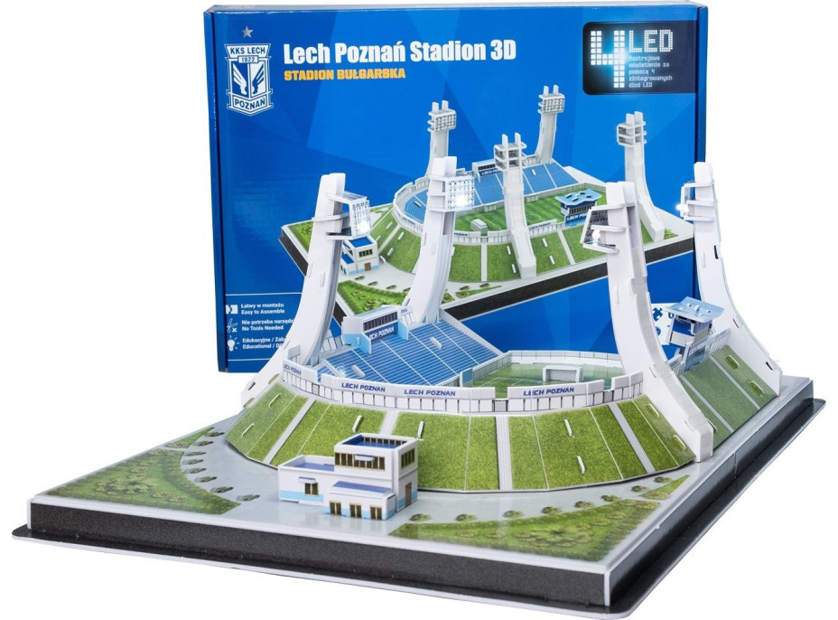 STADIUM 3D REPLICA Svietiace 3D puzzle Štadión Lech Poznań - FC Lech Poznań 65 dielikov
