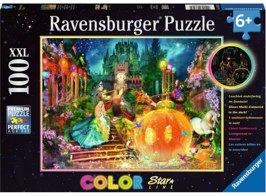 RAVENSBURGER Svietiace puzzle Popoluška XXL 100 dielikov