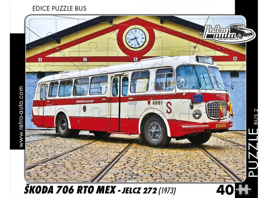 RETRO-AUTA Puzzle BUS č.2 Škoda 706 RTO MEX (1973) 40 dielikov