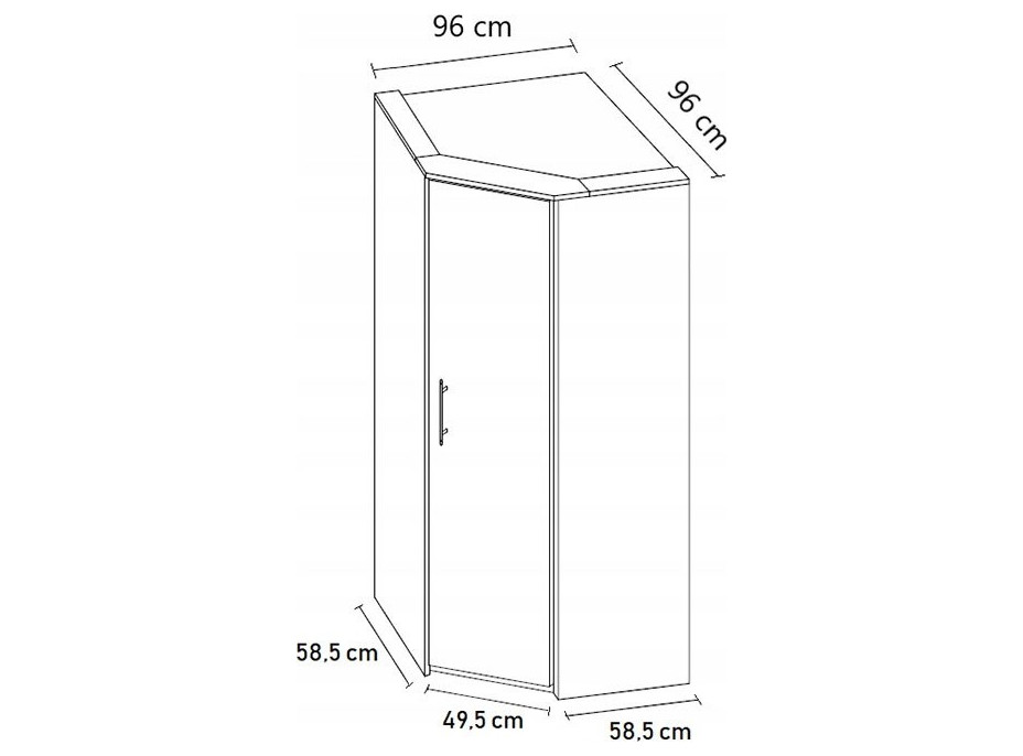 Rohová šatníková skriňa SENECA 96 - dub sonoma