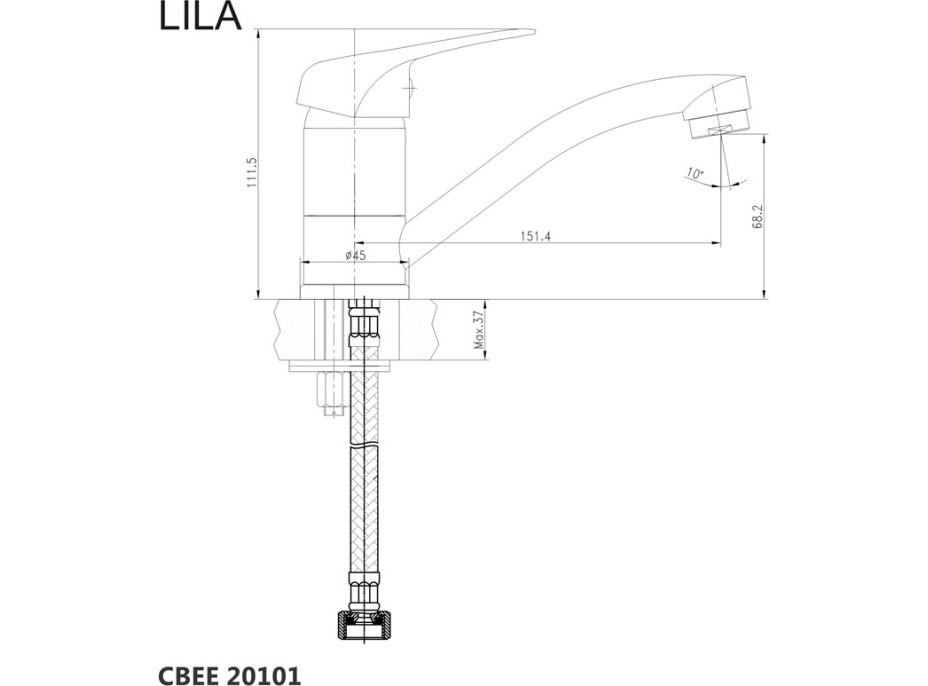 Kuchynská drezová batéria LILA - ramienko 17 cm - chrómová