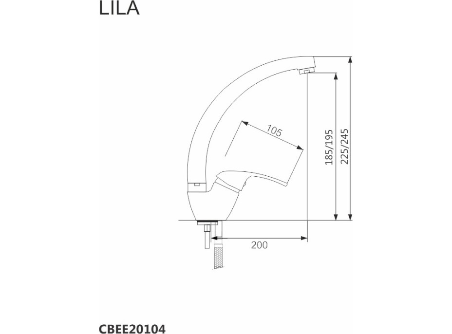 Kuchynská drezová batéria LILA - 24,5 cm - chrómová