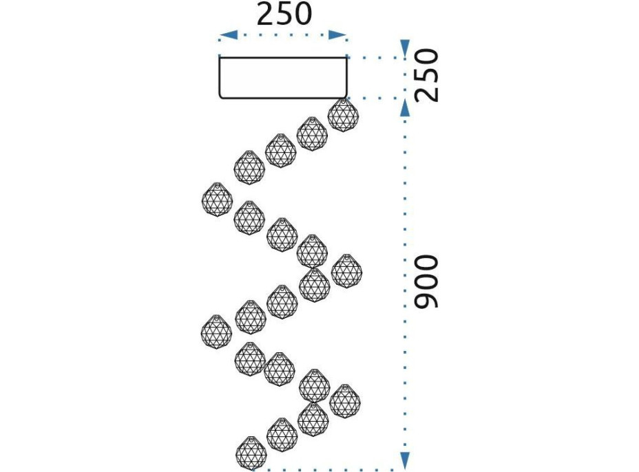 Stropné krištáľové svietidlo CRYSTAL symphony 25x90 cm