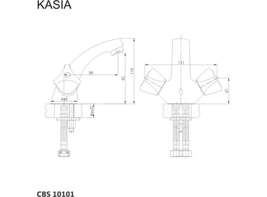 Umývadlová stojanková batéria KASIA bez výpuste - chrómová