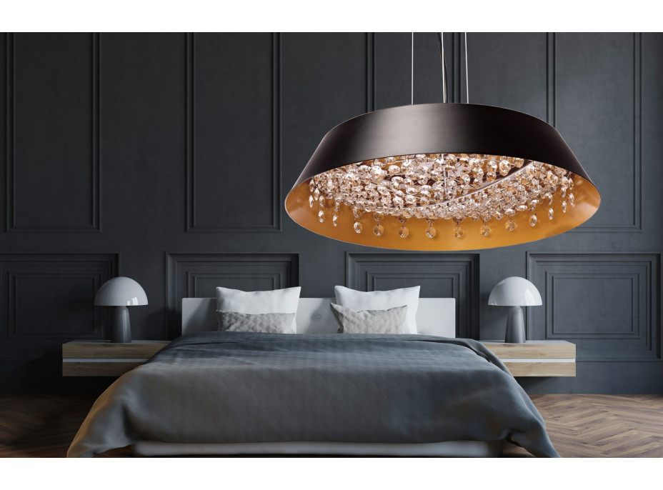 Stropné LED krištáľové svietidlo DISH - 20W - čierne/zlaté