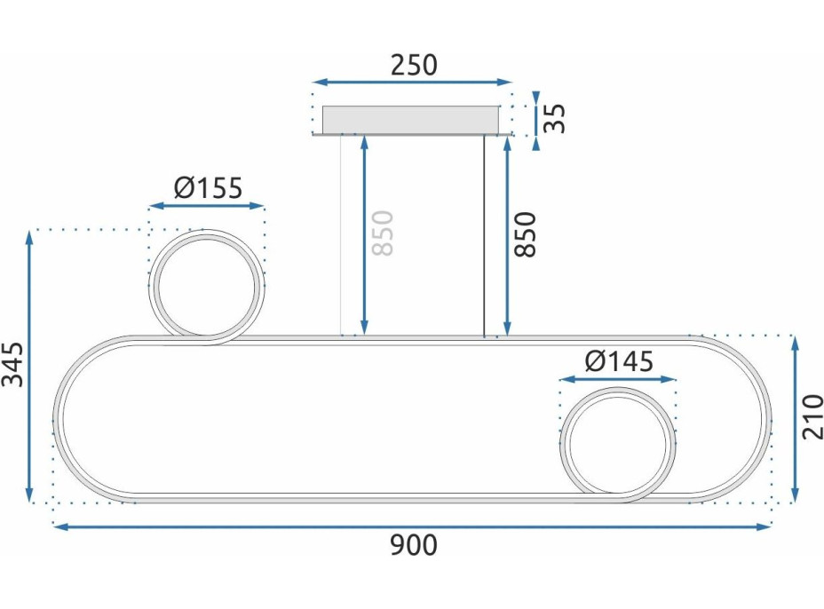 Stropné LED svietidlo ROLLERCOASTER - 60W - chrómové - s ovládačom