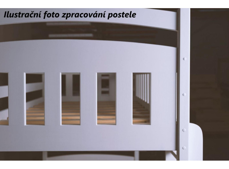 Detská poschodová posteľ z masívu borovice ZITA so šuplíkmi - 200x90 cm - BIELA