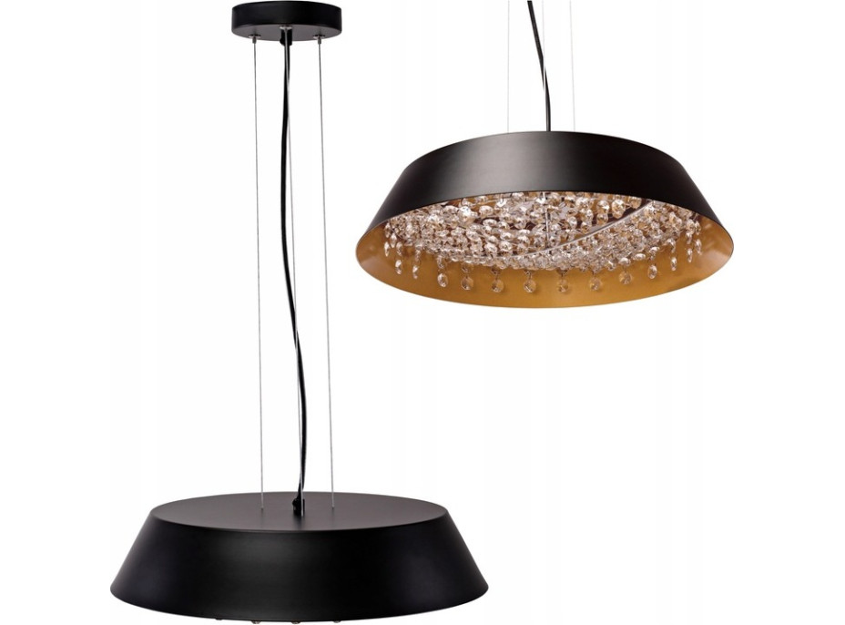 Stropné LED krištáľové svietidlo DISH - 20W - čierne/zlaté