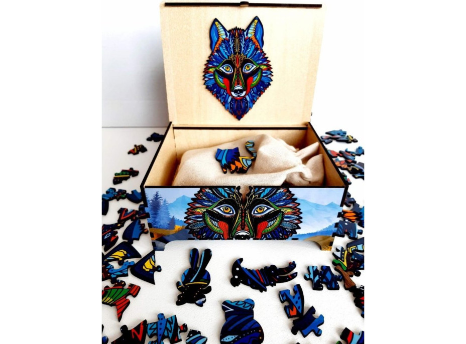 FA LIXEN Drevené puzzle Nočný vlk XL 165 dielikov v darčekovej krabičke