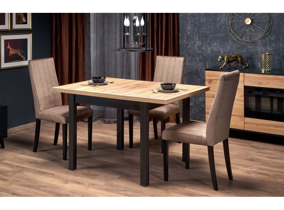 Jedálenský stôl TEO 3 - 90(125)x90x77 - rozkladací - dub craft/čierny