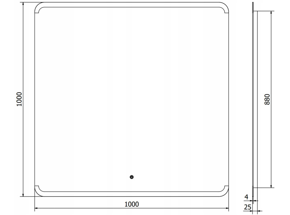 Štvorcové zrkadlo MEXEN NIDA 100x100 cm - s LED podsvietením a vyhrievaním, 9806-100-100-611-00
