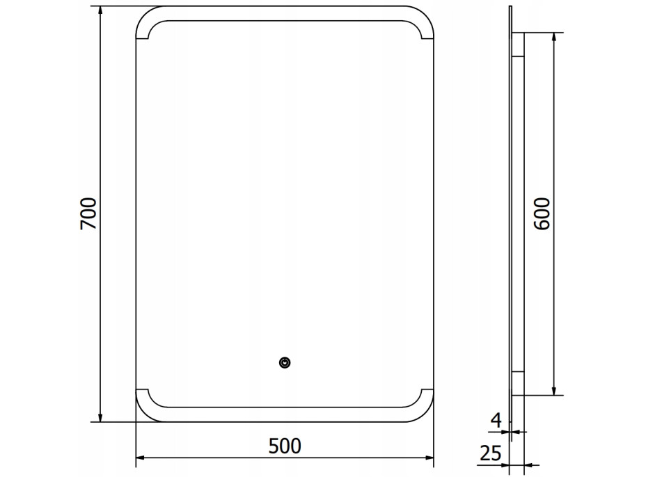 Obdĺžnikové zrkadlo MEXEN NIDA 50x70 cm - s LED podsvietením a vyhrievaním, 9806-050-070-611-00