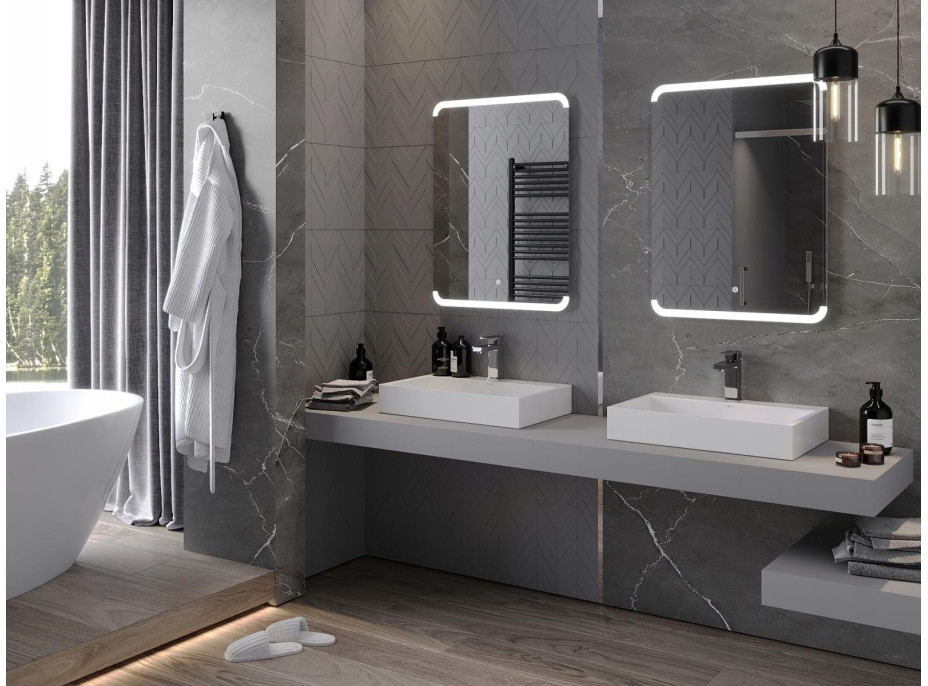 Obdĺžnikové zrkadlo MEXEN NIDA 60x80 cm - s LED podsvietením a vyhrievaním, 9806-060-080-611-00