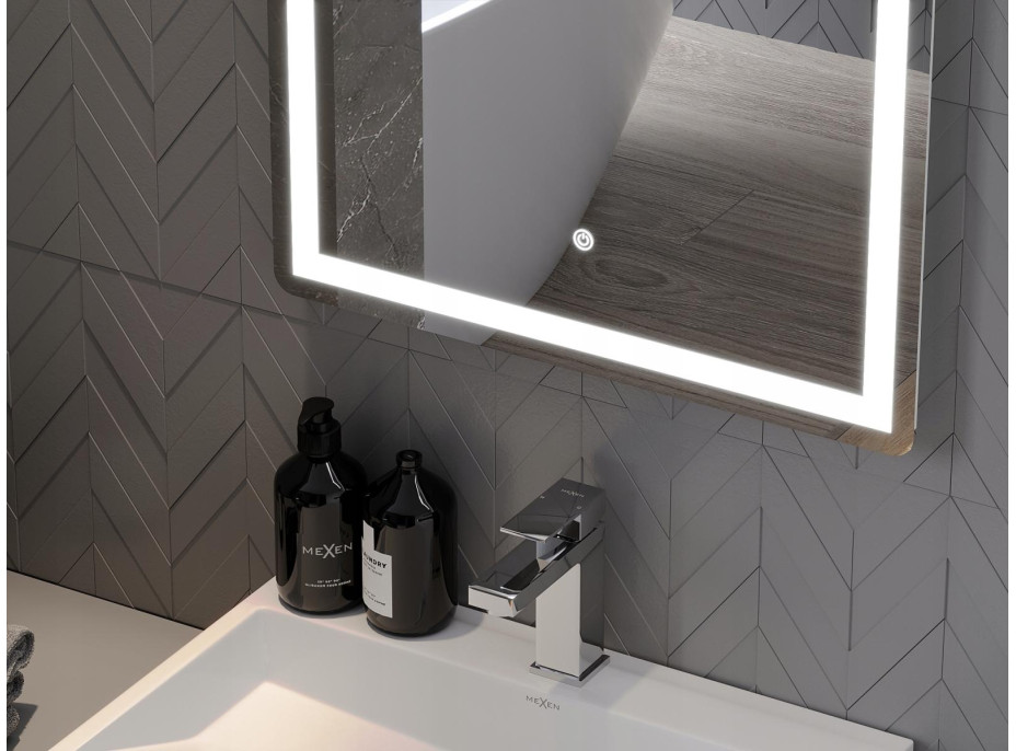 Obdĺžnikové zrkadlo MEXEN ONYX 100x80 cm - s LED podsvietením, zväčšovacou lupou a vyhrievaním, 9813-100-080-611-00