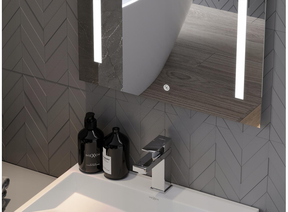 Obdĺžnikové zrkadlo MEXEN REMI 50x70 cm - s LED podsvietením a vyhrievaním, 9804-050-070-611-00