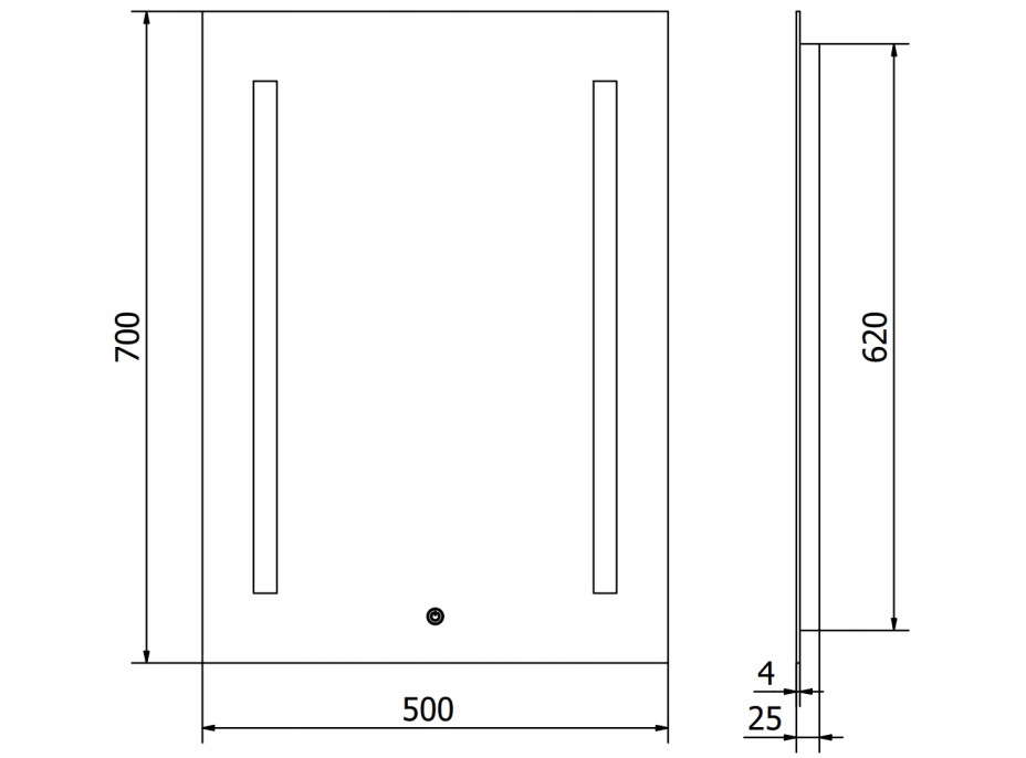 Obdĺžnikové zrkadlo MEXEN REMI 50x70 cm - s LED podsvietením a vyhrievaním, 9804-050-070-611-00