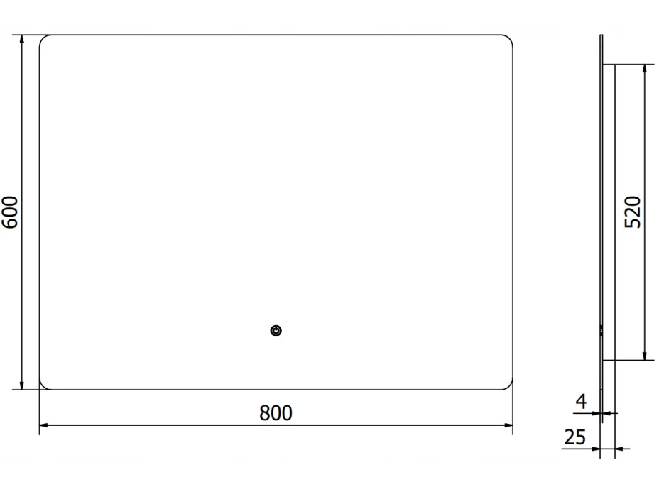 Obdĺžnikové zrkadlo MEXEN SUN 80x60 cm - s LED podsvietením a vyhrievaním, 9807-080-060-611-00