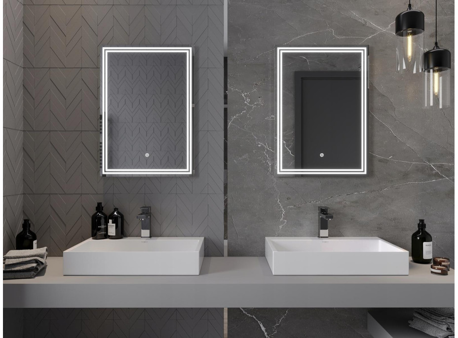 Obdĺžnikové zrkadlo MEXEN TACO 50x70 cm - s LED podsvietením a vyhrievaním, 9805-050-070-611-00