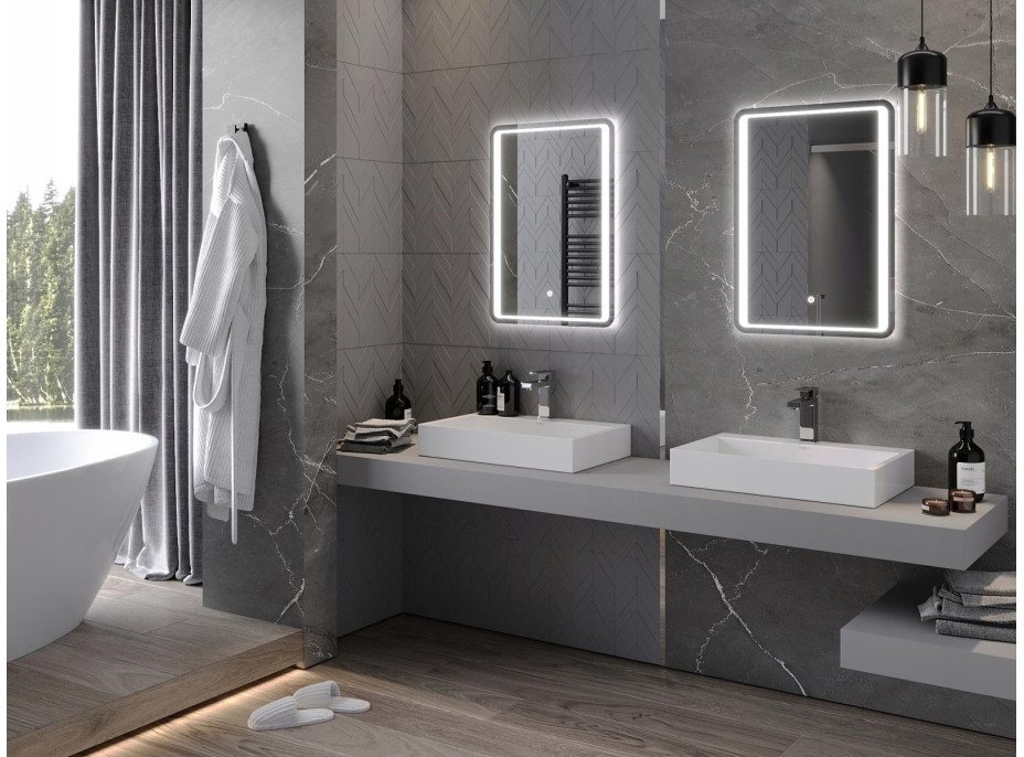 Obdĺžnikové zrkadlo MEXEN ZUSA 50x70 cm - s LED podsvietením a vyhrievaním, 9808-050-070-611-00