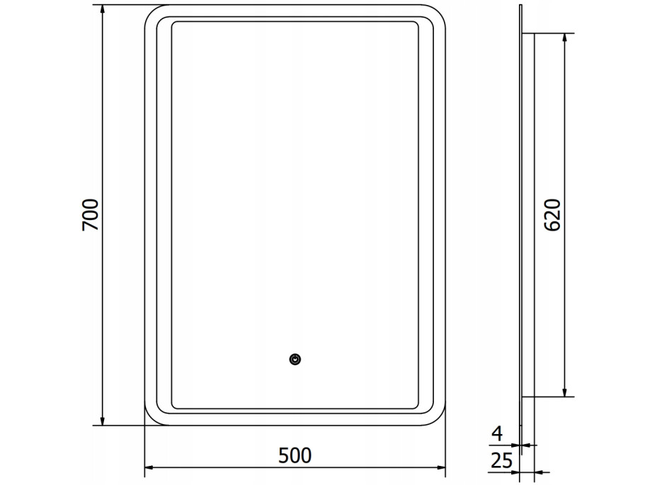Obdĺžnikové zrkadlo MEXEN ZUSA 50x70 cm - s LED podsvietením a vyhrievaním, 9808-050-070-611-00