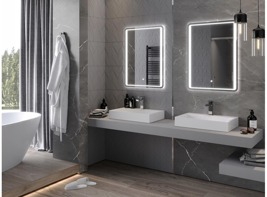Obdĺžnikové zrkadlo MEXEN ZUSA 60x80 cm - s LED podsvietením a vyhrievaním, 9808-060-080-611-00