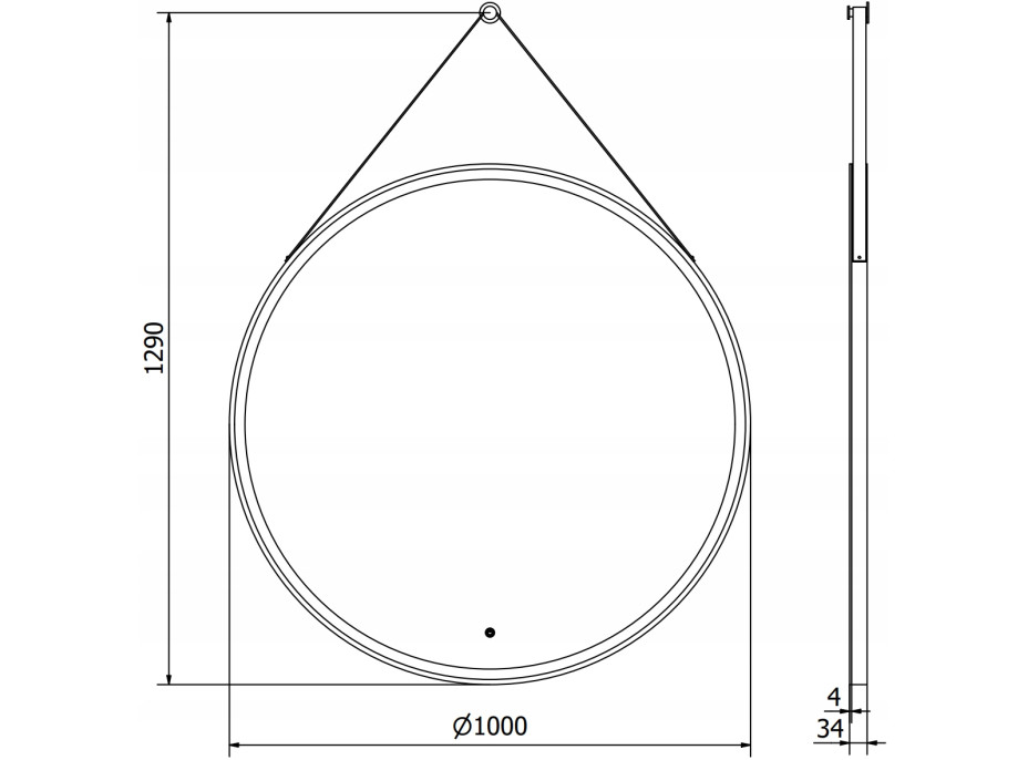 Závesné okrúhle zrkadlo MEXEN RENI 100 cm - s LED podsvietením a vyhrievaním, 9812-100-100-611-70