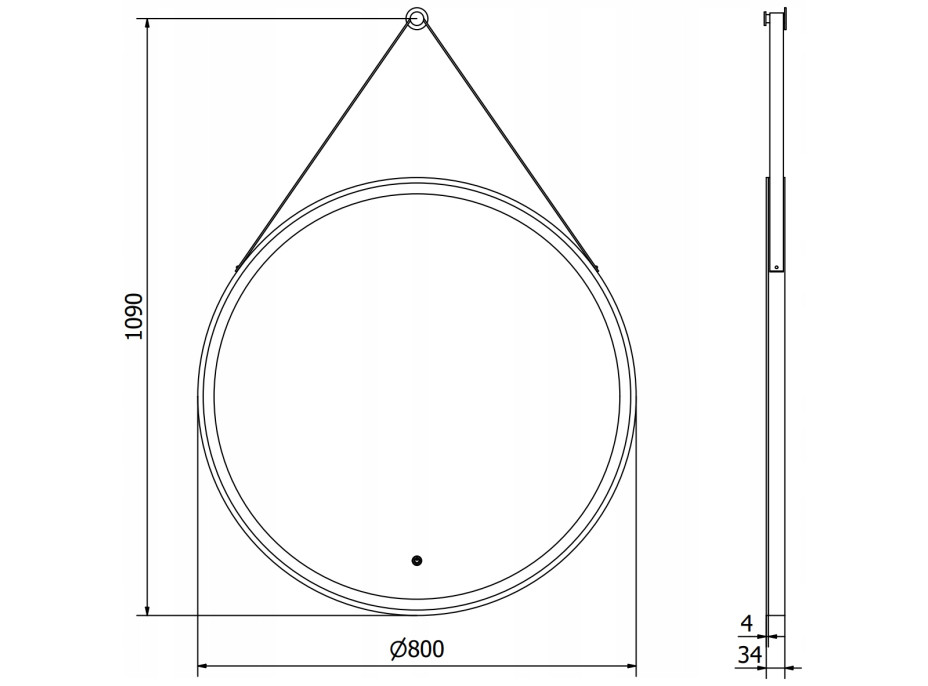 Závesné okrúhle zrkadlo MEXEN RENI 80 cm - s LED podsvietením a vyhrievaním, 9812-080-080-611-70