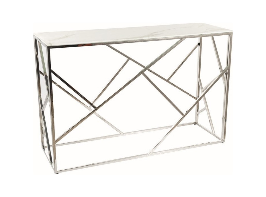 Konzolový stolík EDGE 120x40 - biely mramor/strieborný