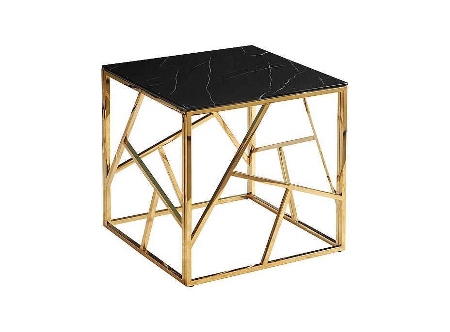 Konferenčný stolík EDGE B 55x55 - čierny mramor/zlatý