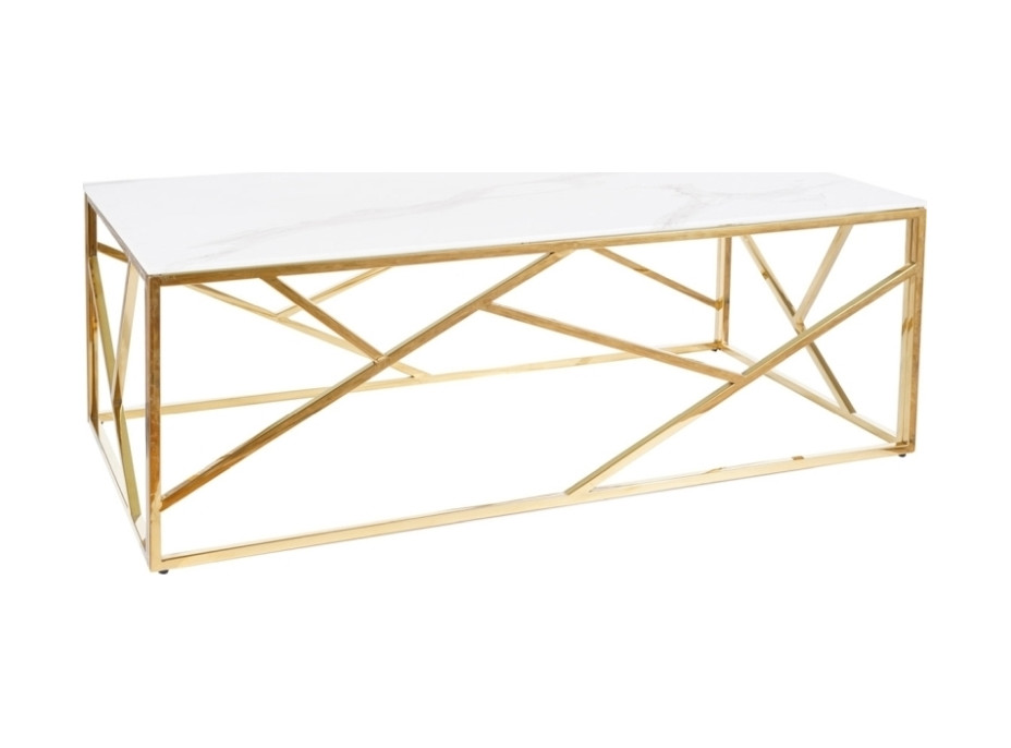 Konferenčný stolík EDGE A 120x60 - biely mramor/zlatý