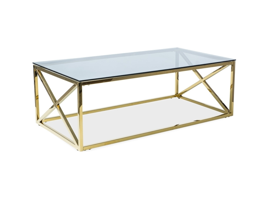 Konferenčný stolík ELOY 120x60 - dymové sklo/zlatý