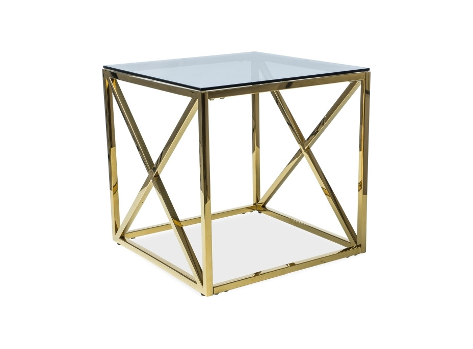 Konferenčný stolík ELOY 55x55 - dymové sklo/zlatý