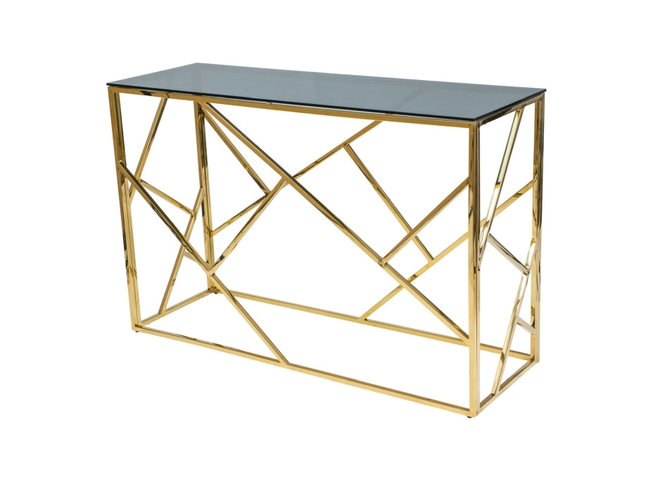 Konzolový stolík EDGE 120x40 - dymové sklo/zlatý