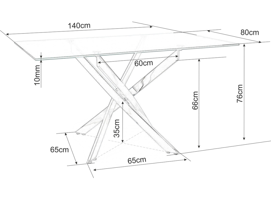 Jedálenský stôl ALTAIR II 140x80 - sklo/chróm