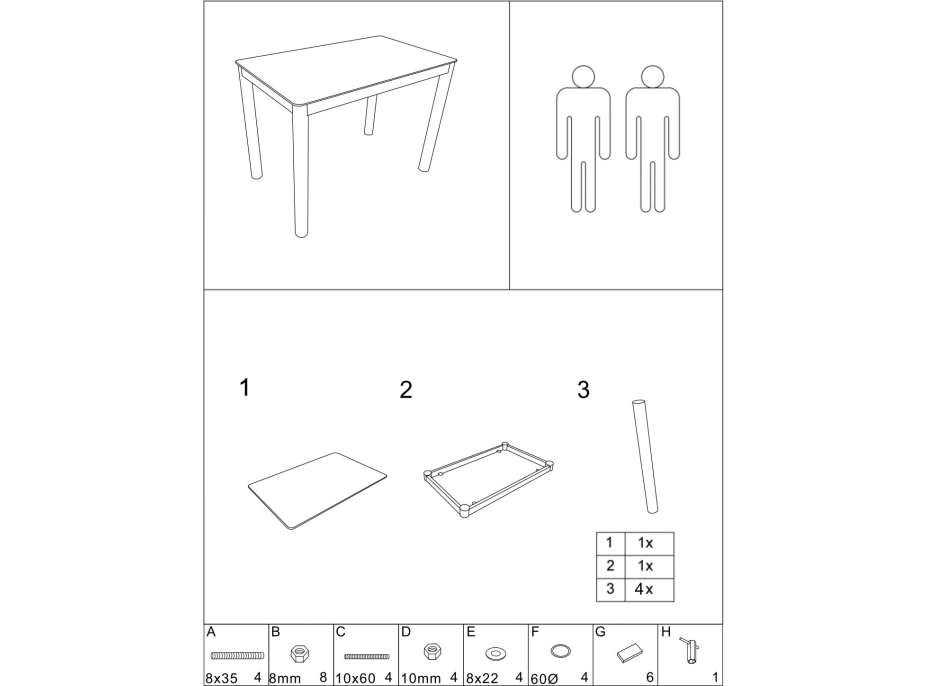 Jedálenský stôl SPIRAL 80x60 - krémový