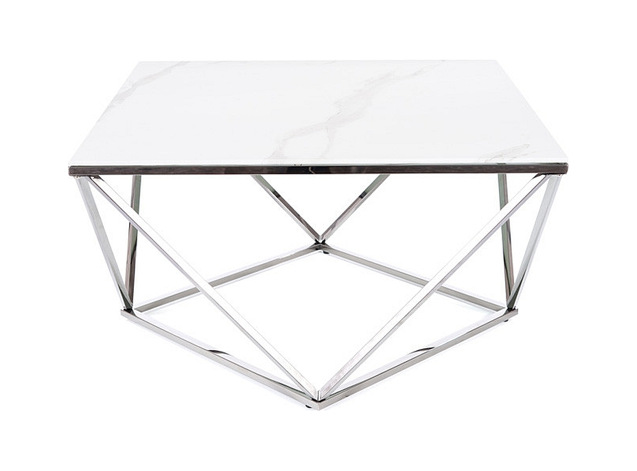 Konferenčný stolík STELLARO 80x80 - biely mramor/oceľový
