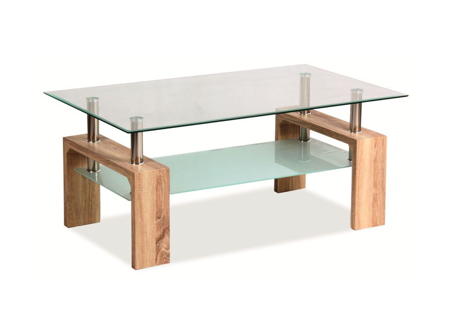 Konferenčný stolík LENNOX 100x60 - sklo/dub sonoma