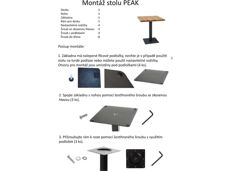 Jedálenský stôl PEAK Masív 60x60