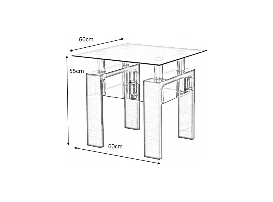 Konferenčný stolík LENNOX 60x60 - sklo/dub sonoma